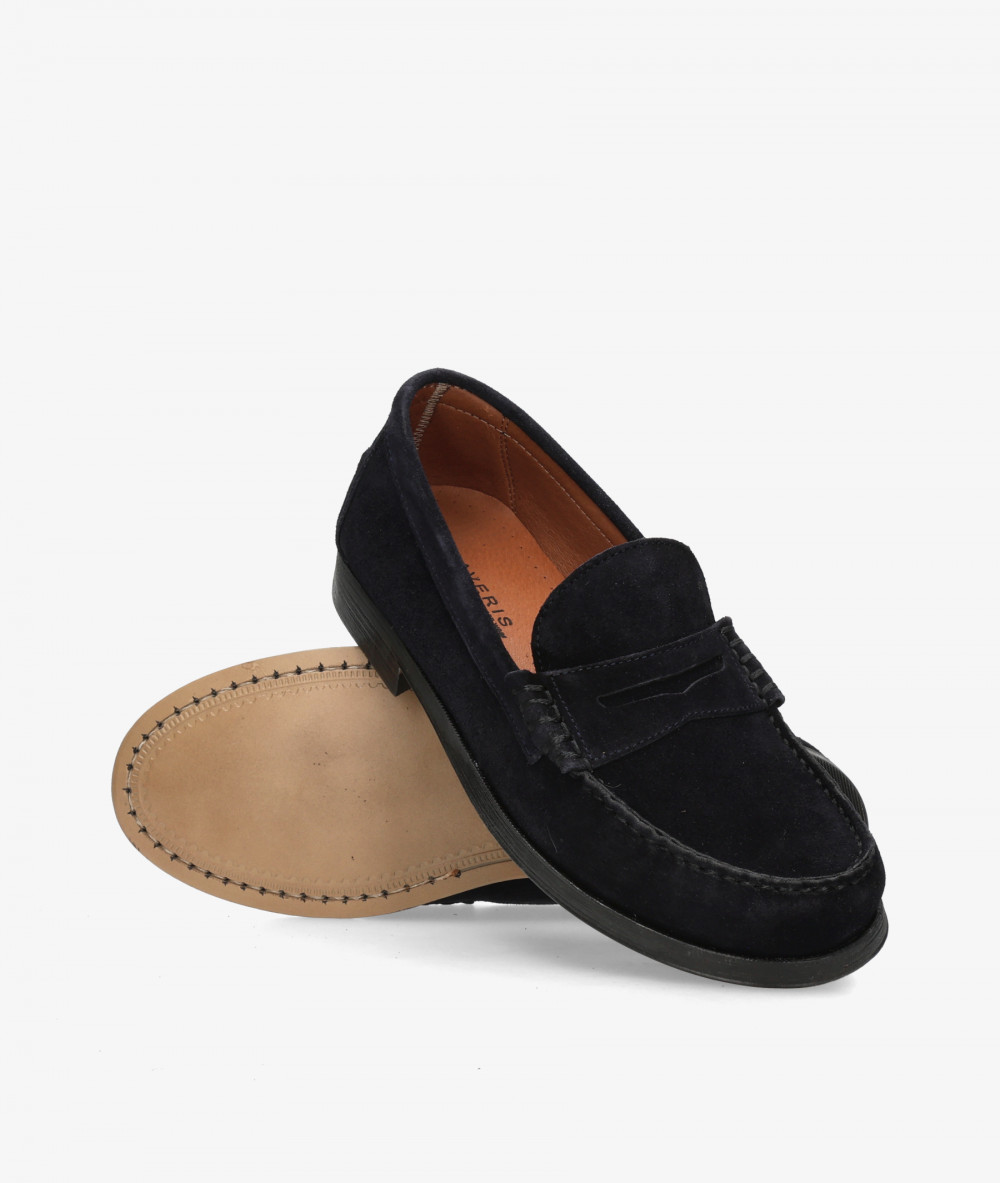 Traveris Loafers 93000 in blue split suede