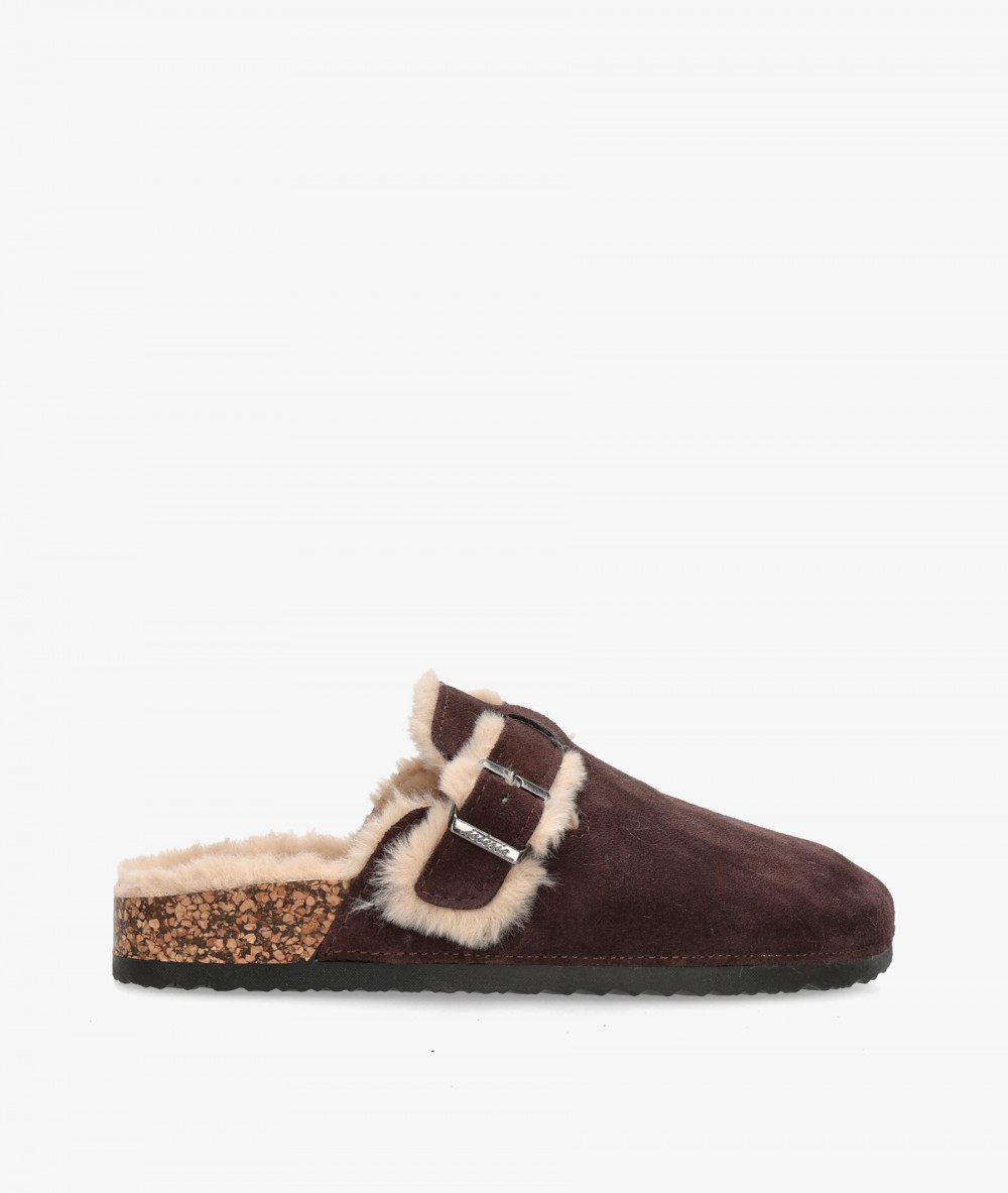 ISTERIA Clog shoes 1033 in brown split suede