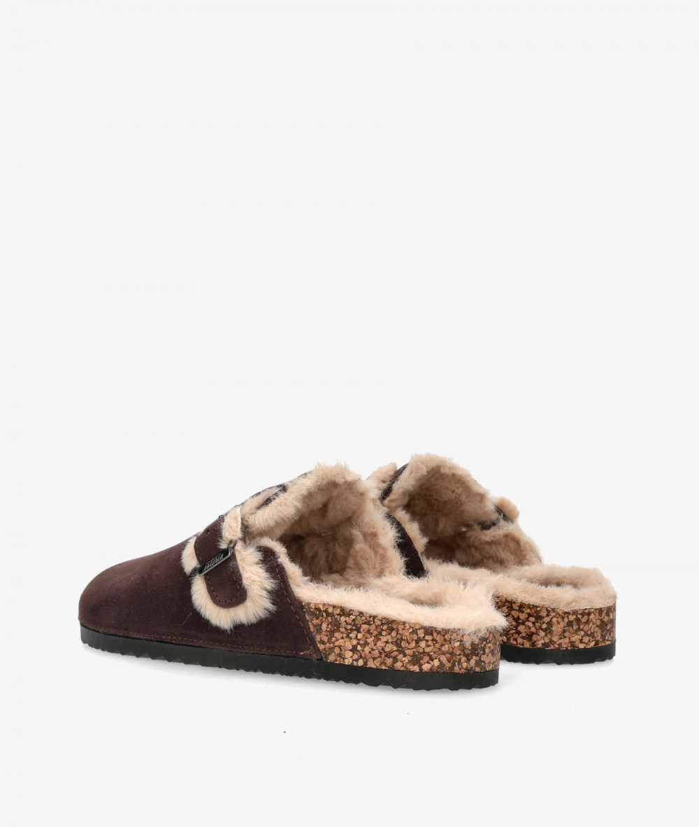 ISTERIA Clog shoes 1033 in brown split suede