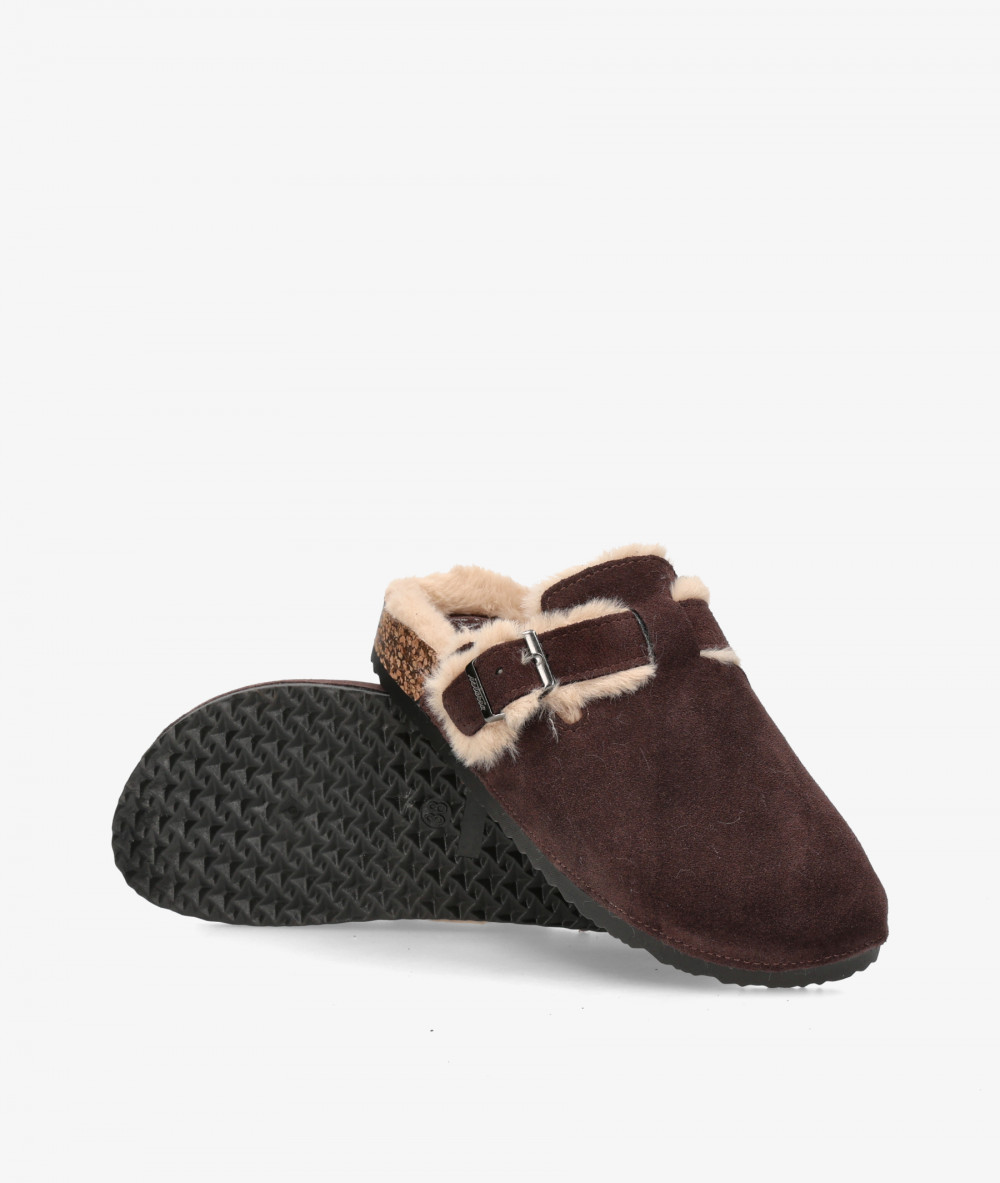 ISTERIA Clog shoes 1033 in brown split suede