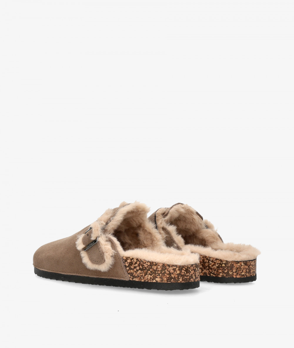 ISTERIA Clog shoes 1033 in taupe split suede