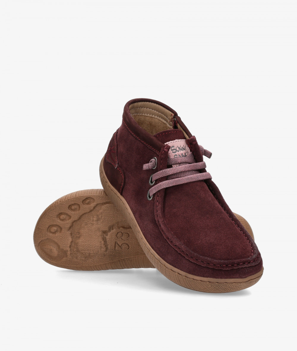 Sunni Sabbi Ankle boots  NAYA 072 in burgundy split suede