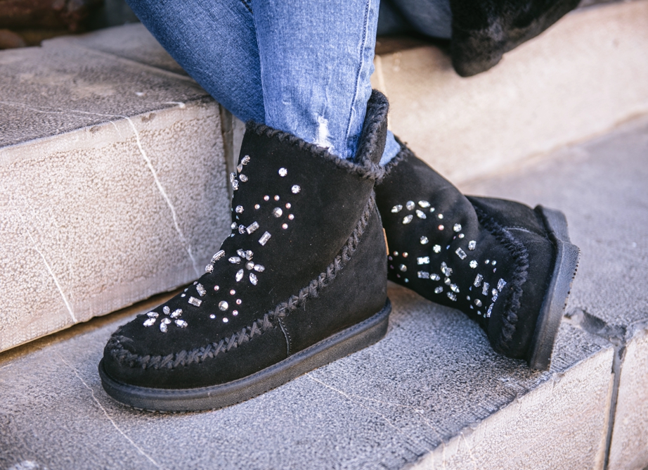 Botas mujer serraje negro y strass de Gioseppo